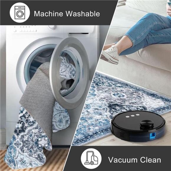 2x3 Small Area Rug, Moroccan Entryway Rugs Indoor Vintage Washable Rug Non-Slip - Picture 5 of 7